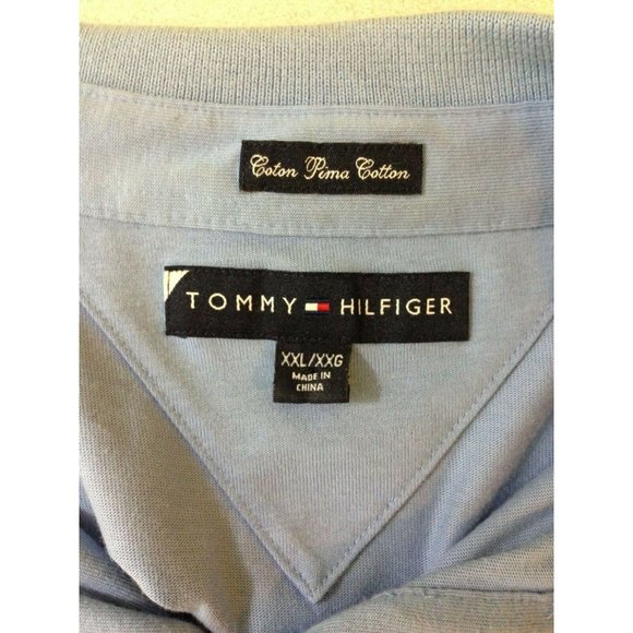 Tommy Hilfiger Pima Cotton Men's Blue Cuffed Short Sleeve Polo Shirt Size XXL - Picture 7 of 7